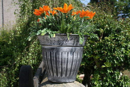 Picture of Floral Fluted Planter 13.5" | Silver
