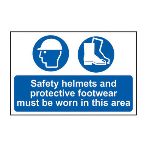 Picture of Sign "Safety Helmets And Protective Footwear" 600x400mm