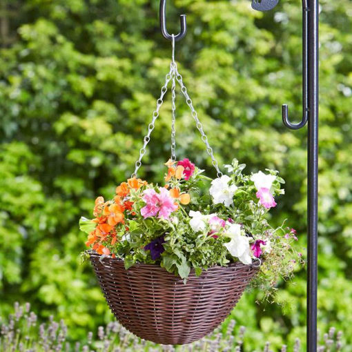 Picture of Chestnut Faux Rattan Hanging Basket 14"